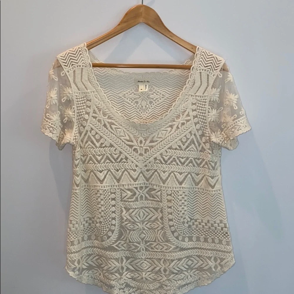 Anthropologie Meadow Rue Lace Short Sleeve Top